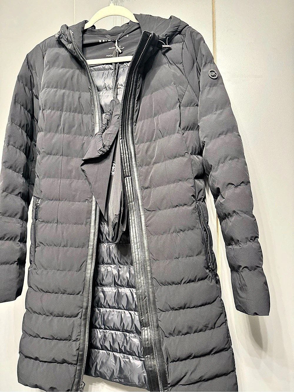 Michael Kors Packable Hooded Down Puffer Coat Black Small